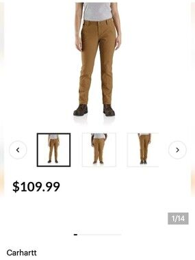 Carhartt Women's Rugged Flex Relaxed Fit Canvas Work Pant, Khaki, 10 Regular EUC